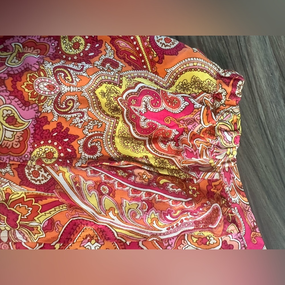 Talbots 100% Silk Paisley‎ A-Line Skirt Orange Pink Yellow Size 14W - Picture 13 of 14